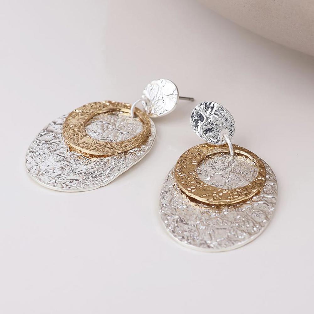 Peace of Mind Eclipse Oval Drop Earrings Mixed Metal